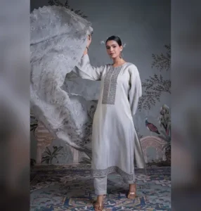 Pure Silk Embroidered Suit