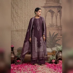 Close-up shot showing high-definition digital prints combined with fine embroidery work on pure silk fabric