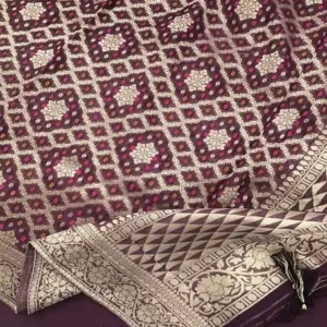 Detailed view of lightweight soft georgette dupatta with traditional Banarasi woven motifs along the borders